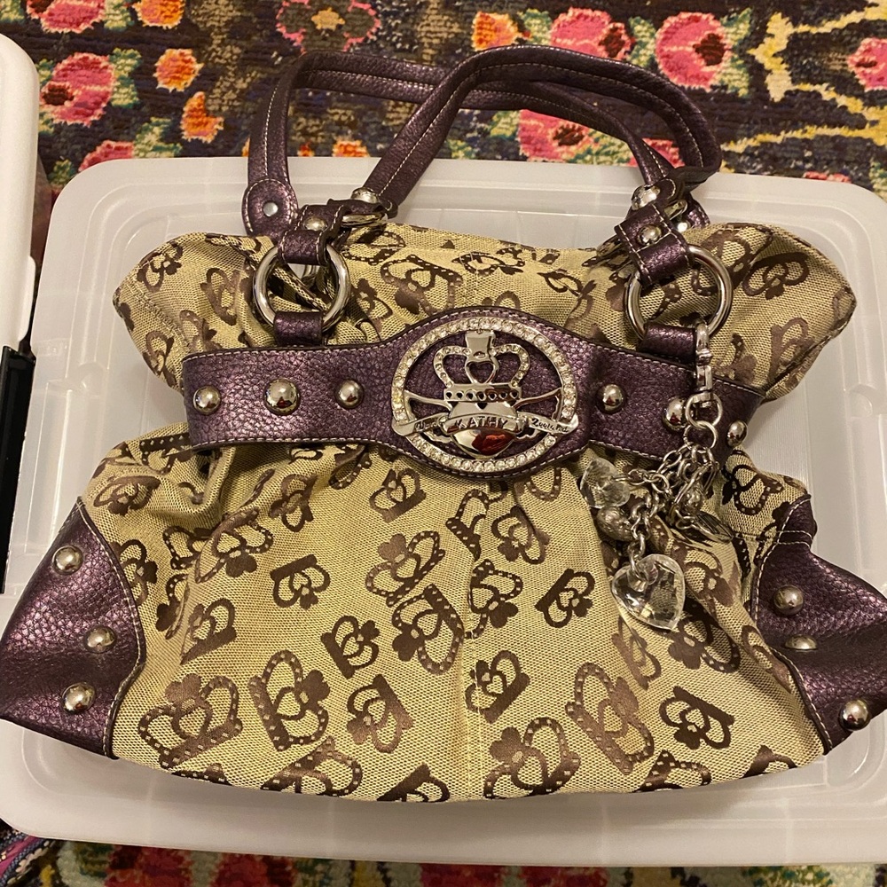 Designer Purple and Tan Women's Bag